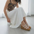 Clear Tan Pearl Wedges